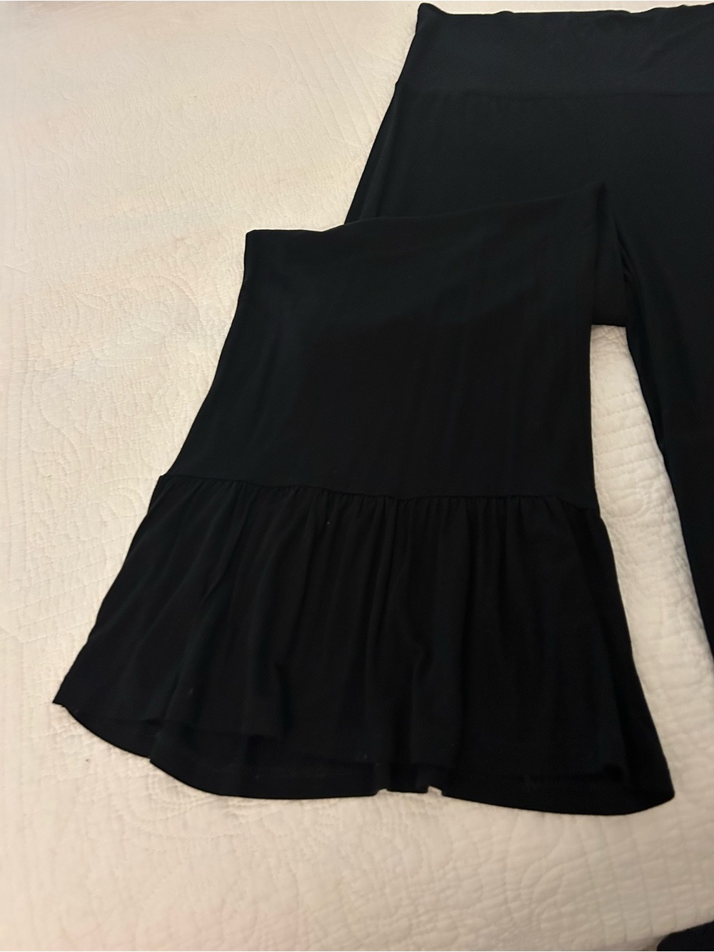 Black Wide Leg Ruffle Hem Pants - Picture 5 of 5